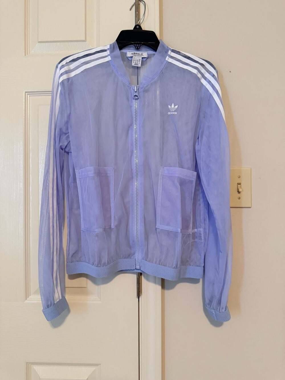 Adidas Mesh Track Jacket Size S Blue Sheer Full Zip